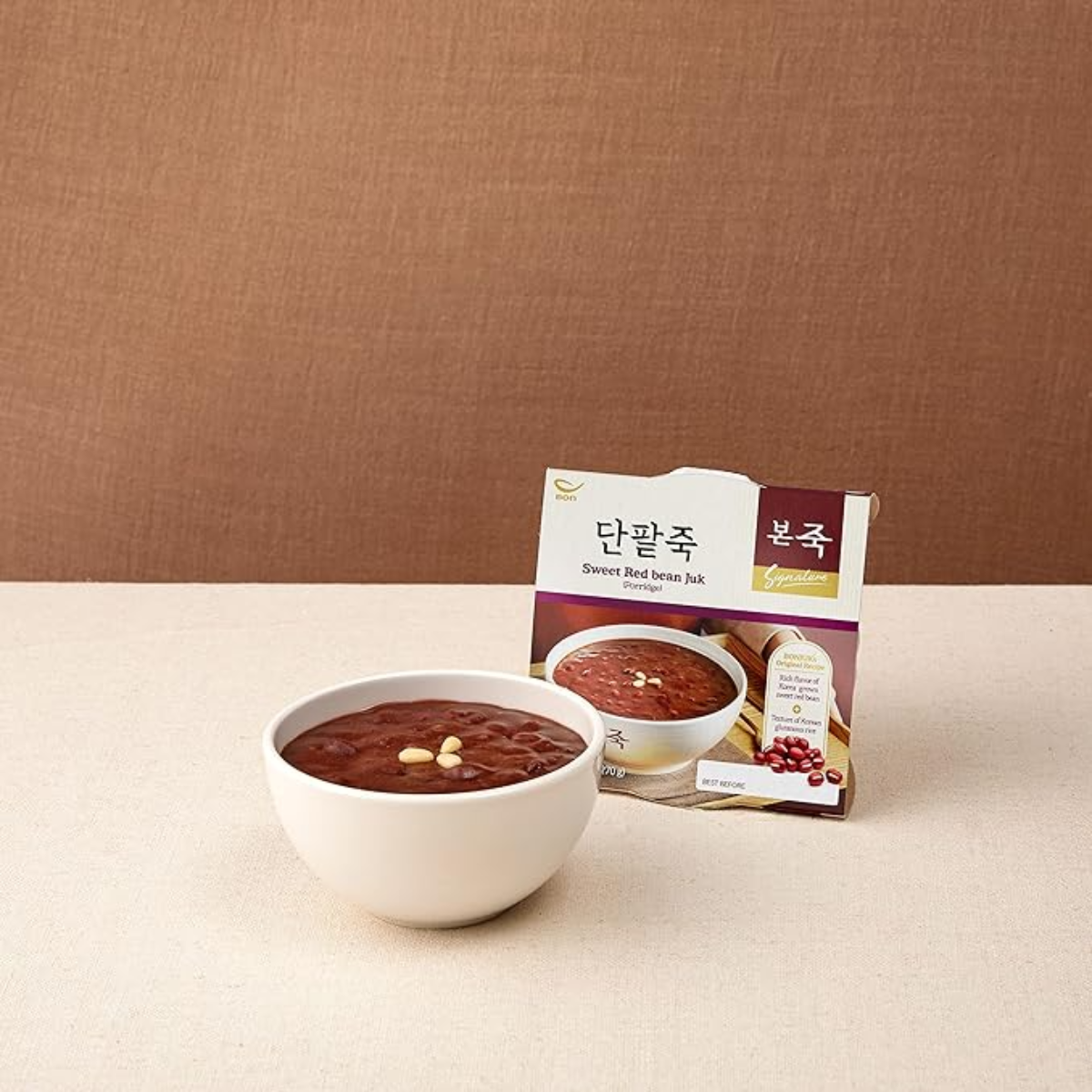 BONJUK Sweet Redbean Juk(Porridge) Bowl - Korean soup stew Kfood, Hearty Breakfast Oat Meal – 9.5oz(270g), bowl type