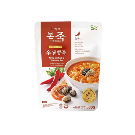 BONJUK Octopus & Kimchi (Juk) Porridge - Korean soup stew Kfood, Hearty Breakfast Oat Meal – 10.6oz(300g), pouch type