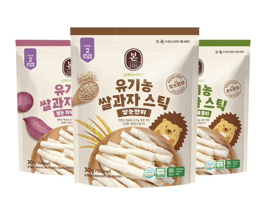 Bon Organic Rice Stick Snack 3 pcs, Broccoli, Brown Rice, Sweet Potato